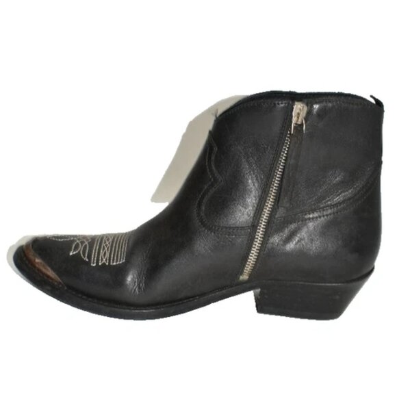 New! Golden Goose Young Leather Zip Cowboy Ankle Boots Black Size 39 9 US DD525 - Picture 2 of 6